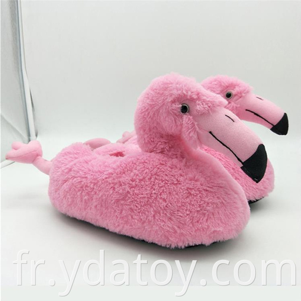 Cute plush pink woodpecker slippers